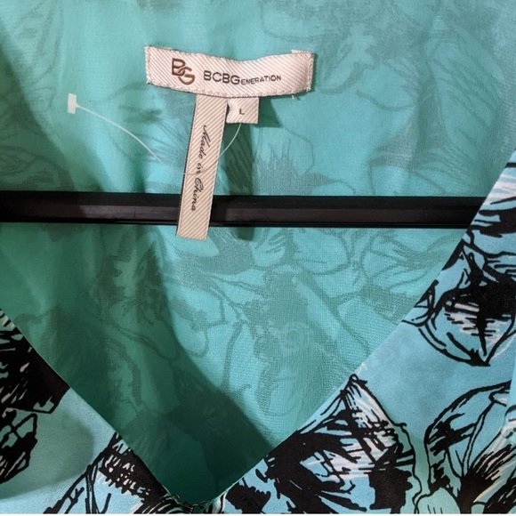 NWOT BCBGeneration Teal Ruffle Floral Sleevless Dress - Picture 5 of 7